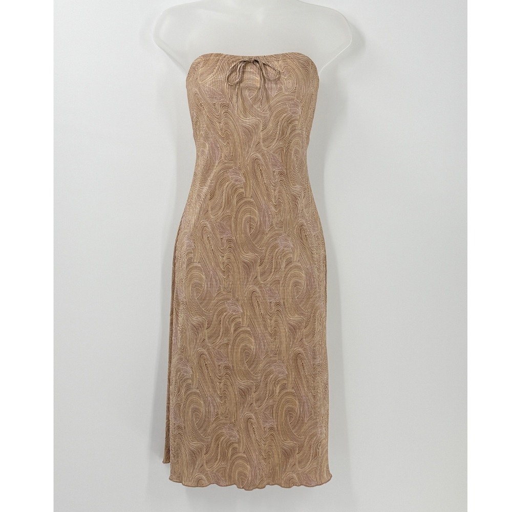 Vtg Y2k Chesley Strapless Swirl Print Midi Dress Womens sz L Fairy Grunge Rave